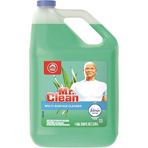 Mr. Clean Multipurpose Cleaning Solution with Febreze, 128 oz. Capacity Bottle, Meadows and Rain Scent Green 3.78 Liter