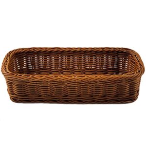 cabilock imitation rattan woven flatware basket chopsticks fork storage tray kitchen cutlery and utensil organizer silverware countertop storage container