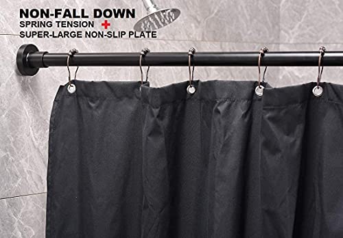 BRIOFOX Shower Curtain Rod 43-73 Inches Matte Black, Never Rust and Non-Fall Down Spring Tension Rod, Stainless Steel