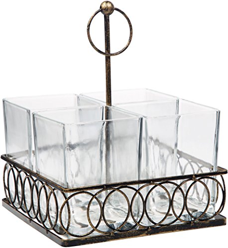 Classic Home Galvanized Caddy Organizer For Kitchen Counter-top/Outdoor Storage Dining Table - Ring Handle