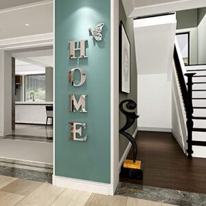 Doeean Home Wall Decor Letter Signs Acrylic Mirror Wall Stickers Wall Decorations for Living Room Bedroom Home Decor Wall Decals (Silver, 47.2 X 15.7)