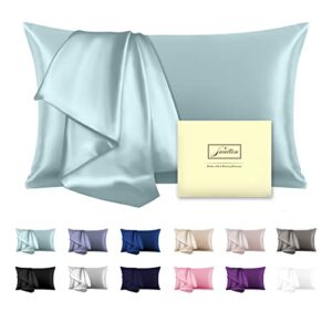 mulberry silk pillowcase for hair and skin standard size 20″x 26″ pillow case with hidden zipper soft breathable smooth cooling silk pillow covers for sleeping(haze blue,standard,1pcs)