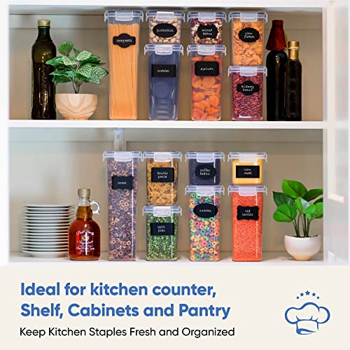 Chef's Path Airtight Food Storage Containers Set with Lids (24 Pack) for Kitchen and Pantry Organization - BPA Free Kitchen Canisters for Cereal, Rice, Flour & Oats - Free Marker and 24 Labels