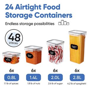 Chef's Path Airtight Food Storage Containers Set with Lids (24 Pack) for Kitchen and Pantry Organization - BPA Free Kitchen Canisters for Cereal, Rice, Flour & Oats - Free Marker and 24 Labels