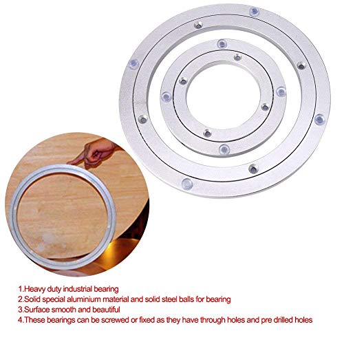 Heavy Duty Aluminium Alloy Rotating Bearing Turntable Round Dining Table Smooth Swivel Plate (Size:6Inch)