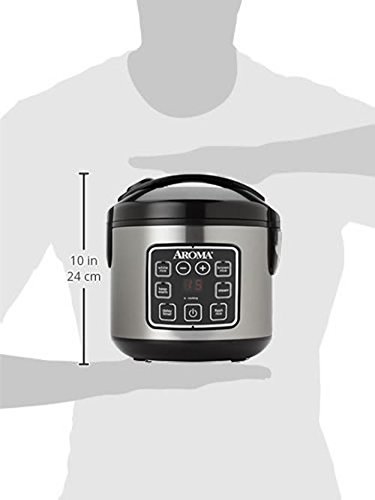 Aroma Housewares ARC-914SBD Digital Cool-Touch Rice Grain Cooker and Food Steamer, Stainless, Silver, 4-Cup (Uncooked) / 8-Cup (Cooked)