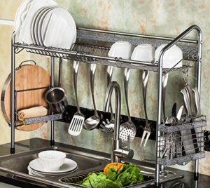premium racks professional over the sink dish rack – fully customizable – multipurpose – large capacity (chromium steel)