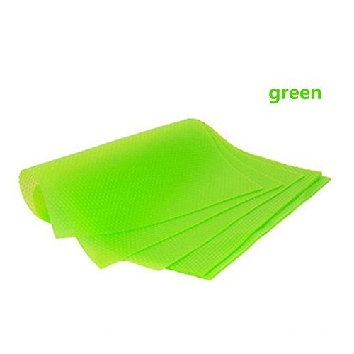 Islmlisa E-lishine Multifunctional Refrigerator Pads Moisture Absorption Pad Washable Can Be Cut Refrigerator Mats Drawer Table Placemats,Shelves Drawer Table Mats,Set of 4 (Green)