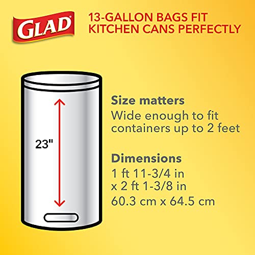 GLAD ForceFlex Tall Kitchen Drawstring Trash Bags, 13 Gallon Grey Trash Bag for Kitchen Trash Can, Odor Shield, Odor Eliminator and Leak Protection, 110 Count