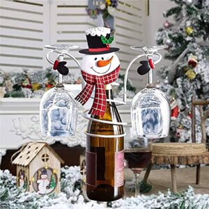 Ailgely Christmas Wine Bottle Glass Holder, Countertop Wine Glass Holder Winter Snowman Christmas Dwarf Santa Festival Winebottle Decoration Wine Glass Bracket