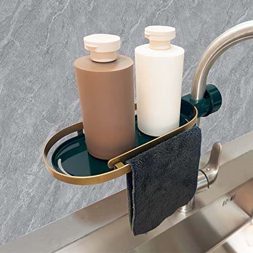 Shooer Kitchen Faucet Sponge Holder for Kitchen Sink Caddy Organizer Over Sponge Holder Drain Rack Storage Holder shelf-kitchen Sink Cloth Soap Holder for Shower Caddy Shower Organizer Wall White