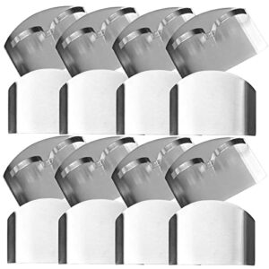 8 pcs finger protector for cutting food,stainless steel finetaur finger guard for cutting vegetables,finger shield for dicing slicing chopping thumb finger guard(double)