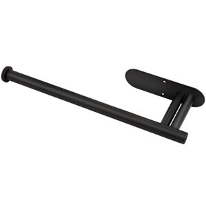 paper towel holder under cabinet, stable mounted paper towel rack for kitchen, firm two rod bearing paper towel rolls holder, adhesive or screw fixing surface bar, stainless steel black