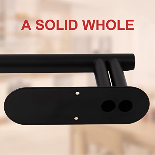 Paper Towel Holder Under Cabinet, Stable Mounted Paper Towel Rack for Kitchen, Firm Two Rod Bearing Paper Towel Rolls Holder, Adhesive or Screw Fixing Surface Bar, Stainless Steel Black