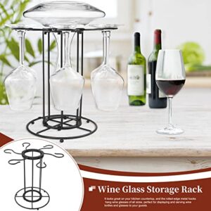 Metal Countertop Wine Glass Rack, Tabletop Bottles Stemware Storage Display Holder Holds 6 Cups 1 Bottle, Freestanding Wine Glasses Stand for Kitchen Home Bar Cabinet Pantry Decor (Style 1)