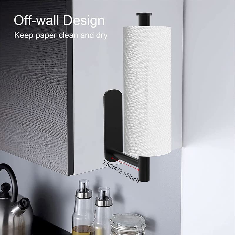 Paper Towel Holder for Kitchen,Under Cabinet&Wall Mount Paper Holder,Magnetic Paper Towel Rack, Self-Adhesive Bathroom Paper Towels Rolls Holder（Adjustable Length up to 14.56inch）