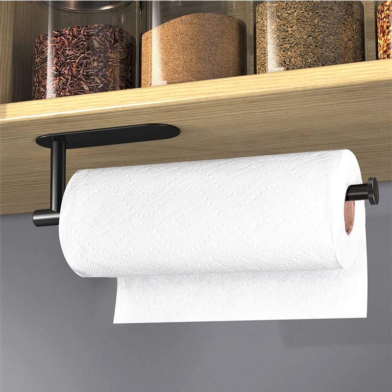 Paper Towel Holder for Kitchen,Under Cabinet&Wall Mount Paper Holder,Magnetic Paper Towel Rack, Self-Adhesive Bathroom Paper Towels Rolls Holder（Adjustable Length up to 14.56inch）