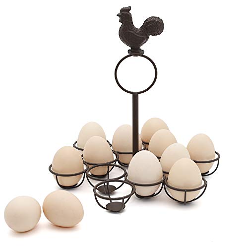 ChasBete Egg Holder Countertop Egg Storage, Egg Baskets for Fresh Eggs, Vintage Cast Iron Chicken Egg Basket, Hold up to 12 Eggs