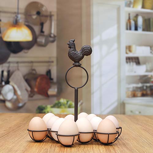 ChasBete Egg Holder Countertop Egg Storage, Egg Baskets for Fresh Eggs, Vintage Cast Iron Chicken Egg Basket, Hold up to 12 Eggs