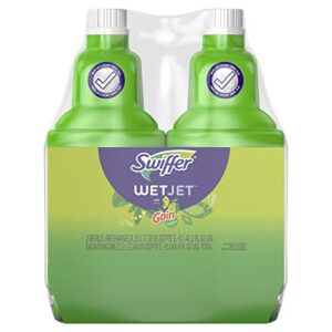 swiffer wetjet multi-purpose and hardwood liquid floor cleaner solution refill, with gain scent (2 count, 42.2 fl oz each)