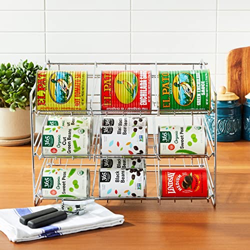 Organize It All Deluxe 3 Tier Storage Chrome Can Rack, 12.75 in. high x 15.875 in. wide x 18 inches deep