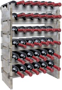 sorbus® wood wine stackable rack 6 tier — rustic style wine racks for bottles — perfect for bar, wine cellar, basement, cabinet, pantry, etc. (6-tier, grey wood)