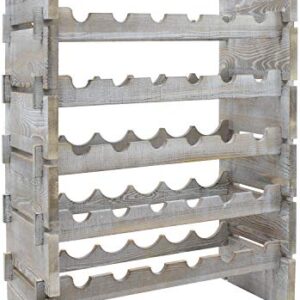 Sorbus® Wood Wine Stackable Rack 6 Tier — Rustic Style Wine Racks for Bottles — Perfect for Bar, Wine Cellar, Basement, Cabinet, Pantry, etc. (6-Tier, Grey Wood)