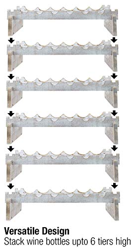 Sorbus® Wood Wine Stackable Rack 6 Tier — Rustic Style Wine Racks for Bottles — Perfect for Bar, Wine Cellar, Basement, Cabinet, Pantry, etc. (6-Tier, Grey Wood)