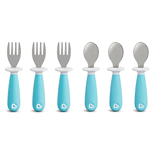 Munchkin 6 Count Raise Toddler Forks and Spoons, Blue (Pack of 1)