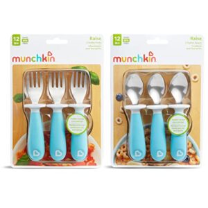 Munchkin 6 Count Raise Toddler Forks and Spoons, Blue (Pack of 1)