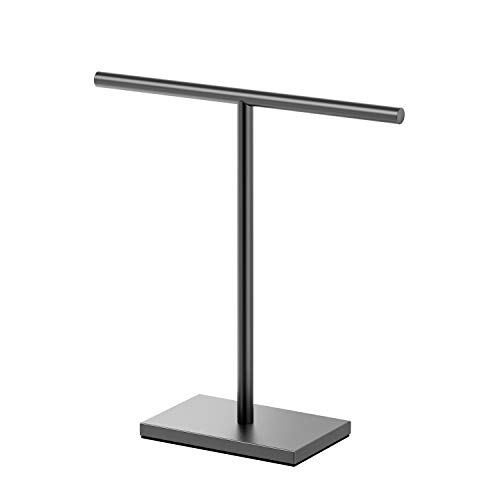 Gatco 1444MX Modern T-Shape Rectangle Base Freestanding Countertop Towel Holder, Matte Black