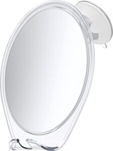 honeybull shower mirror fogless for shaving – with suction, razor holder for shower & swivel, small mirror, shower accessories, bathroom mirror, bathroom accessories, holds razors (white)