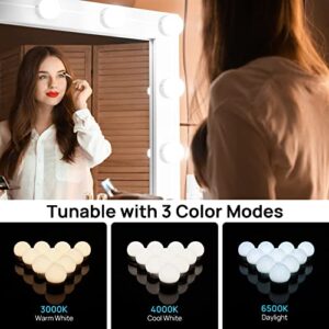 LED Vanity Lights For Mirror, Consciot Hollywood Style With 10 Dimmable Bulbs, Adjustable Color & Brightness, USB Cable, Lights Stick on for Makeup Table Dressing Room Mirror