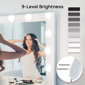 LED Vanity Lights For Mirror, Consciot Hollywood Style With 10 Dimmable Bulbs, Adjustable Color & Brightness, USB Cable, Lights Stick on for Makeup Table Dressing Room Mirror