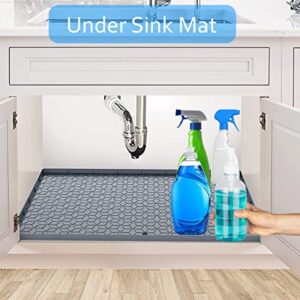 TALVADI Under Sink Mat - Under Sink Tray, 34"x22" Flexible Waterproof Silicone Under Sink Organizer with Drain Hole, Sink Cabinet Protector Mat for Kitchen & Bathroom