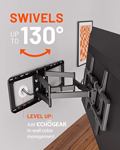 ECHOGEAR TV Wall Mount for Large TVs Up to 90" - Full Motion with Smooth Swivel, Tilt, & Extension - Universal Design Works with Samsung, Vizio, LG & More - Includes Hardware & Wall Drilling Template