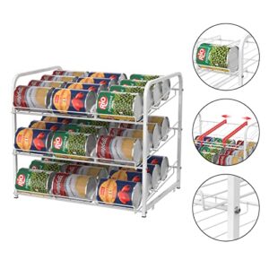 Can Organizer for Pantry Can Rack Organizer Stacking Can Dispensers Holds up to 36 Cans for Kitchen Cabinet, White