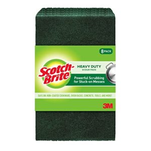 scotch-brite heavy duty scour pads, scouring pads for kitchen and dish cleaning, 8 pads