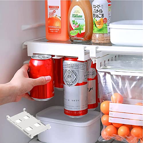 Hanging Soda Can Organizer for Refrigerator Adjustable Stacking Can Dispenser More Space Save Standard Cans Holder Storage for Fridge