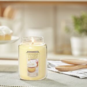 Yankee Candle Vanilla Cupcake Scented, Classic 22oz Large Jar Single Wick Candle, Over 110 Hours of Burn Time