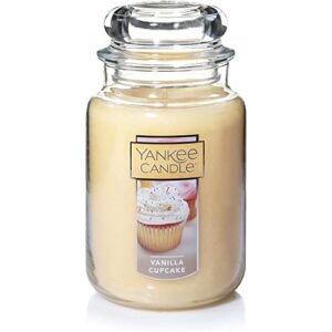 yankee candle vanilla cupcake scented, classic 22oz large jar single wick candle, over 110 hours of burn time