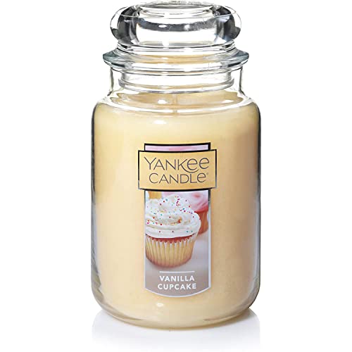 Yankee Candle Vanilla Cupcake Scented, Classic 22oz Large Jar Single Wick Candle, Over 110 Hours of Burn Time