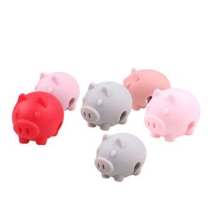 cartoon silicone cooking pot lid clips pot holder kitchen cooking prevent overflow tool kitchen accessories(6pc-pig)