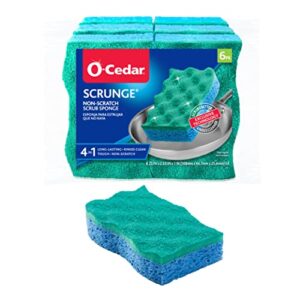 O-Cedar Scrunge Multi-Use (Pack of 6) Non-Scratch, Odor-Resistant All-Purpose Scrubbing Sponge Safely Cleans All Hard Surfaces in Kitchen and Bathroom, 6 Count (Pack of 1), Blue