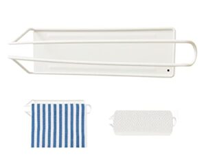 magnetic paper towel holder for refrigerator- for toolbox, grill, rv, fridge, magnetic towel bar for garage, laundry room, bathroom, kitchen, metal white