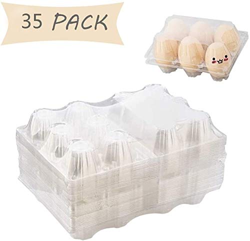 Clear Plastic Egg Cartons - Count Egg Holder, Reusable Fresh Egg Container for Storing Eggs for Kitchen/Groceries/Market/Farm/Farmers (35 Pack) LIZHE…