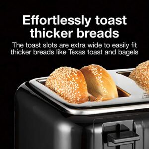 Proctor Silex 4 Slice Toaster with Extra Wide Slots for Bagels, Cool-Touch Walls, Shade Selector, Toast Boost, Auto Shut-off and Cancel Button, Black (24215PS)