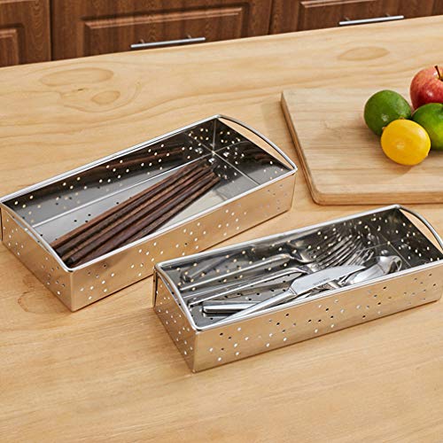 DOITOOL Stainless Steel Utensil Holder Kitchen Tool Organizer Cutlery Tray Kitchen Silverware Holder Utensil Flatware Organizer S