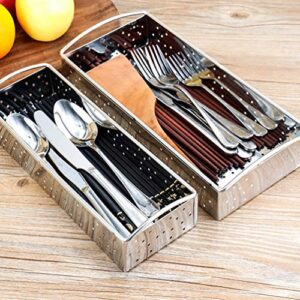 DOITOOL Stainless Steel Utensil Holder Kitchen Tool Organizer Cutlery Tray Kitchen Silverware Holder Utensil Flatware Organizer S