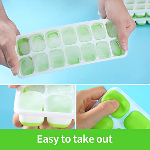 Ice Cube Trays, VEHHE 3 Pack Reusable Silicone 14-Ice Cube Molds with Spill-Resistant Removable Lid, Flexible and Odorless, for Whiskey and Cocktails…